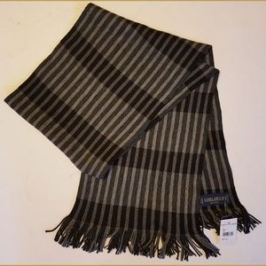 CHELSEY II  wool grey black STRIPED fringed SCARF